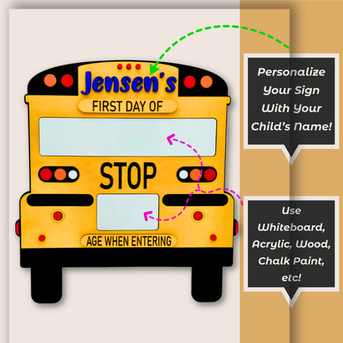 Personalized First Day of School Sign SVG File-For Laser Engraving